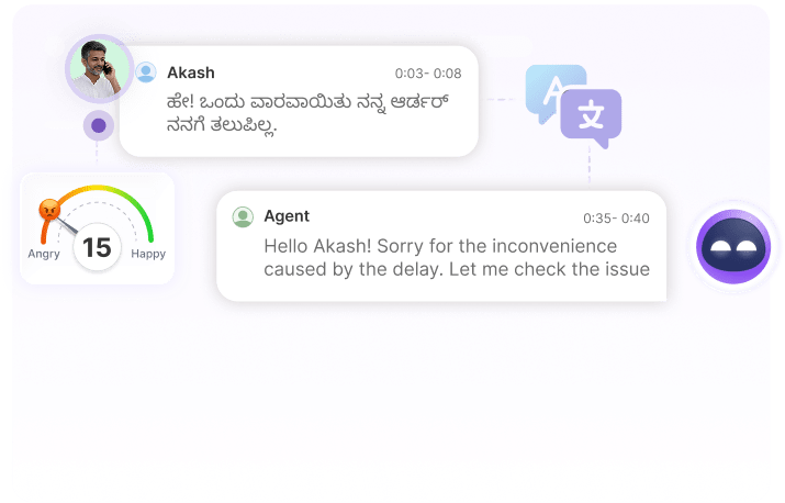 Multilingual sentiment analysis dashboard with conversations in English, Hindi, and Arabic