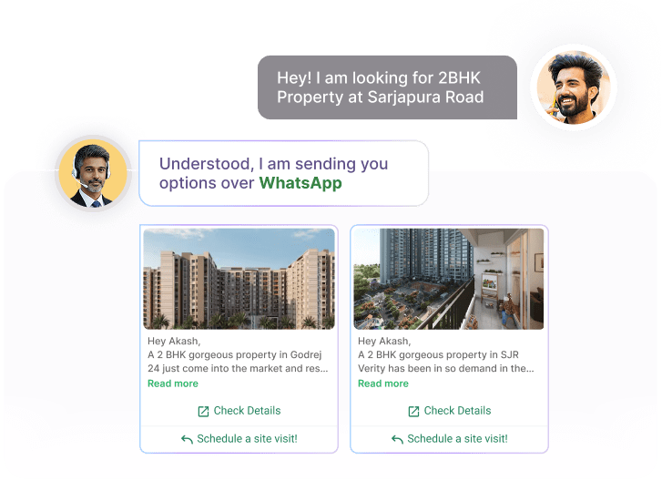 Native WhatsApp AI chat interface with interactive buttons, lists, and rich media