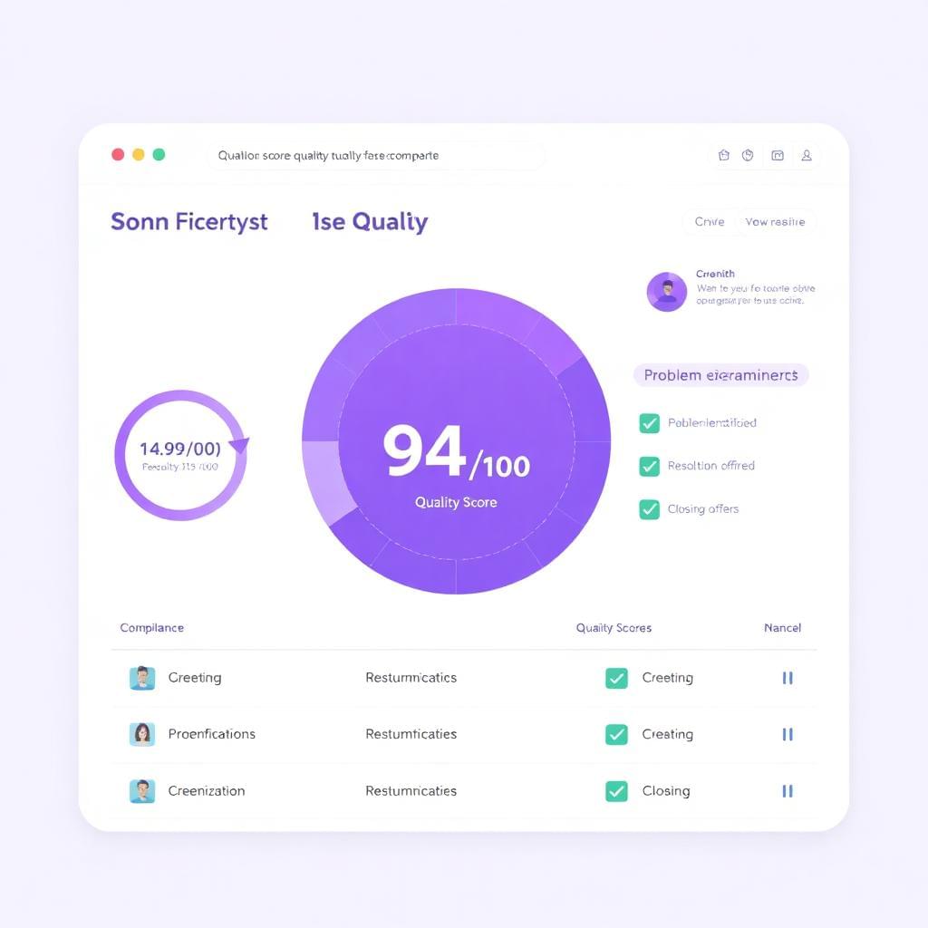 Quality score dashboard showing 94/100 score with compliance checklist